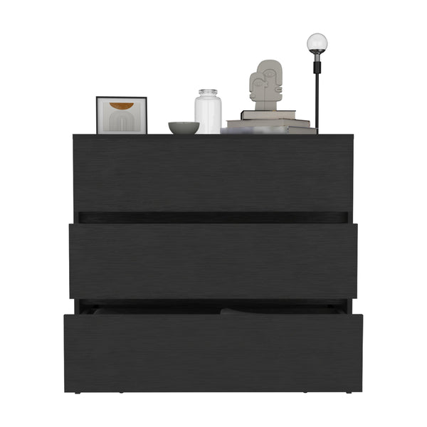 English Elm Austin Three Drawer Dresser with Smooth Metal Rails for Easy Mobility and Stylish Bedroom Storage Solution Black 38.6 L x 22 W x 6.7 H B07092132