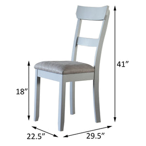 English Elm Two Two Tone Grey Ladder Back Side Chairs Set of 2 – Pearl Grey Upholstered Seats, Tapered Legs, Diamond Pattern (41.5"H) B062P182718