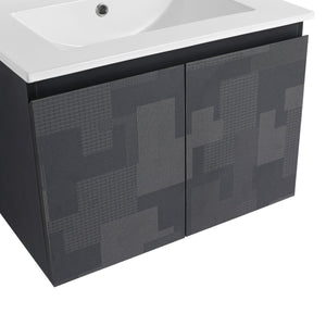 English Elm 24'' Floating Wall-Mounted Bathroom Vanity With Ceramic Sink, Soft-Close Cabinet & Modern Design W999S00170