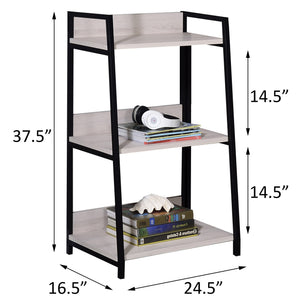 English Elm Natural leaning ladder bookshelf 67.5" tall, 5 open wooden shelves on sleek metal frame for modern decor display Beige+Black B062P184594