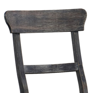 English Elm Light Brown Weathered Grey Side Chairs Set of 2 - Black Faux Leather, Ladder Back, Sturdy Wood Legs, Modern Dining B062P182739