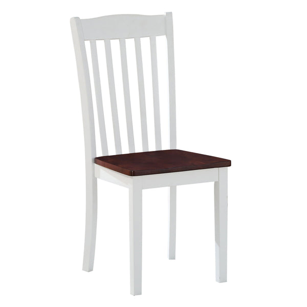 English Elm White White and Walnut Slat Back Side Chairs Set of 2 – Farmhouse Rustic Wood Dining Chairs with Sturdy Legs and Classic Comfort B062P182742