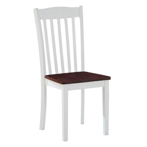 English Elm White and Walnut Slat Back Side Chairs (Set Of 2)