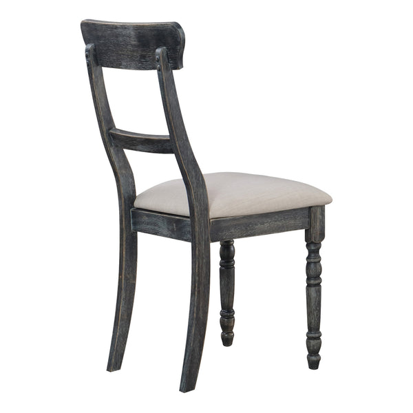 English Elm Light Brown Weathered Grey Side Chairs Set of 2 - Black Faux Leather, Ladder Back, Sturdy Wood Legs, Modern Dining B062P182739