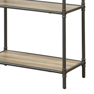 English Elm Antique 4-Tier Bookcase In Oak & Sandy Grey - Elegant Metal Frame For Stylish Home Organization B062P184589