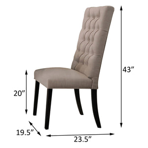 English Elm Tan Tufted Parson Chairs Set of 2 – Vintage Black Legs, Button-Tufted Linen Seats, Elegant Dining Accent B062P182740