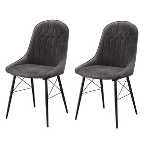 English Elm Grey and Black Tufted Back Dining Chairs (Set Of 2)