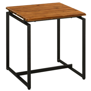 English Elm Oak Industrial 3-Piece Occasional Table Set – Oak Tops, Black Metal Sled Bases, Modern Coffee & End Tables (47.5" Coffee) B062P184598