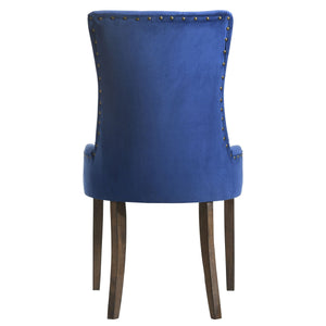 English Elm Blue Tufted Velvet Side Chairs Set of 2 – Weathered Oak Legs, Nailhead Trim, Plush Upholstery for Elegant Comfort (98) B062P182745