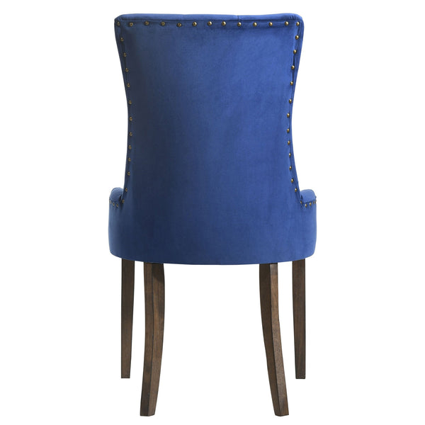 English Elm Blue Tufted Velvet Side Chairs Set of 2 – Weathered Oak Legs, Nailhead Trim, Plush Upholstery for Elegant Comfort (98) B062P182745