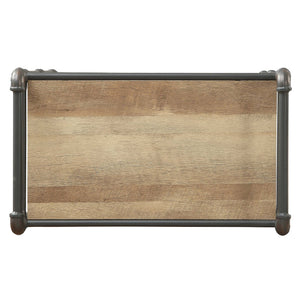English Elm Antique 4-Tier Bookcase In Oak & Sandy Grey - Elegant Metal Frame For Stylish Home Organization B062P184589