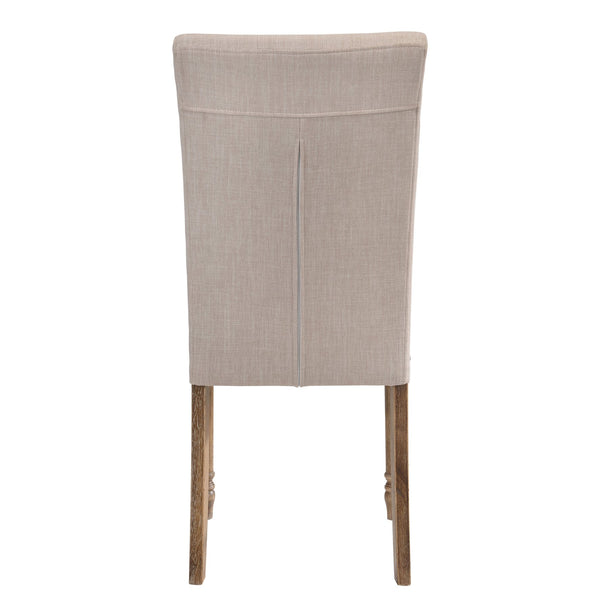 English Elm Cream Parson Chairs Set of 2 in Cream Linen with Weathered Oak Frame, Nailhead Trim, Timeless Elegance B062P182741