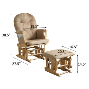 English Elm Taupe Plush Microfiber Glider Chair & Ottoman Set with Natural Oak Frame — Plush Comfort, Stylish Relaxation B062P184597