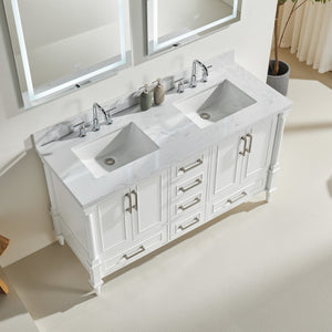 English Elm Fully 64" Freestanding Double Bathroom Vanity with Two Handle Sets, Waterproof 5-Layer Paint Finish W1826P167879