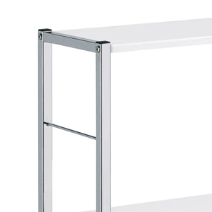 English Elm White White and Chrome 4-Tier Rectangular Bookshelf with X-Frame Chrome Accents, Modern Storage Solution B062P184591