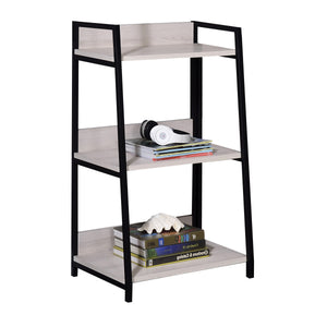 English Elm Natural leaning ladder bookshelf 67.5" tall, 5 open wooden shelves on sleek metal frame for modern decor display Beige+Black B062P184594