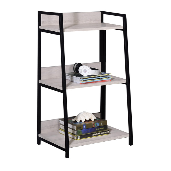 English Elm Natural leaning ladder bookshelf 67.5" tall, 5 open wooden shelves on sleek metal frame for modern decor display Beige+Black B062P184594