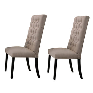 English Elm Tan Tufted Parson Chairs Set of 2 – Vintage Black Legs, Button-Tufted Linen Seats, Elegant Dining Accent B062P182740