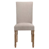 Linen Parson Chairs Set of 2 with Weathered Oak Legs, Elegant Design & Nailhead Trim