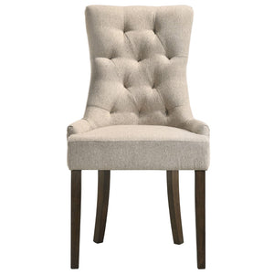 English Elm Beige and Weathered Oak Tufted Back Parson Chairs (Set Of 2)