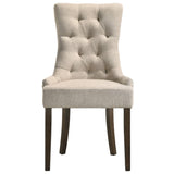 Beige Tufted Parson Chairs Set of 2, Weathered Oak Legs - Classic Elegance & Versatility