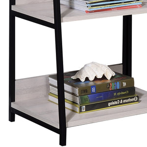 English Elm Natural leaning ladder bookshelf 67.5" tall, 5 open wooden shelves on sleek metal frame for modern decor display Beige+Black B062P184594