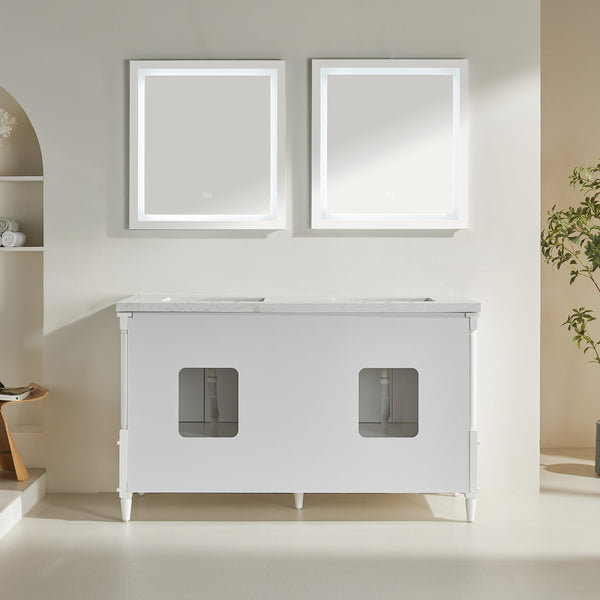 English Elm Fully 64" Freestanding Double Bathroom Vanity with Two Handle Sets, Waterproof 5-Layer Paint Finish W1826P167879