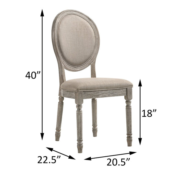 English Elm Tan Side Chairs Set Of 2 - Elegant French-Inspired Design With Rustic Light Oak Finish For Any Space B062P182748-GIGA