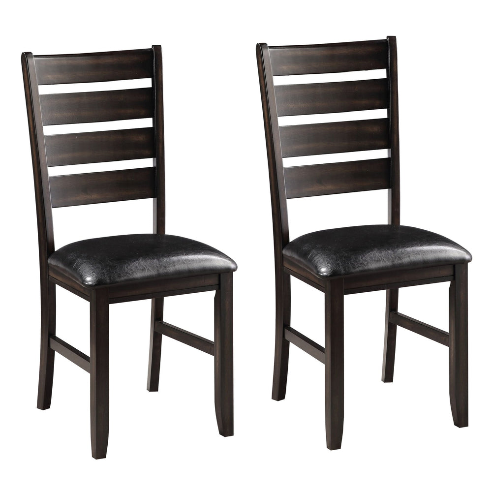 English Elm Black Ladder Back Side Chairs Set of 2 – Black Faux Leather Upholstery, Espresso Wood Legs, Modern Elegance for Dining Rooms B062P182738