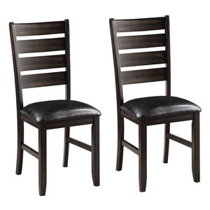English Elm Black Ladder Back Side Chairs Set of 2 – Black Faux Leather Upholstery, Espresso Wood Legs, Modern Elegance for Dining Rooms B062P182738