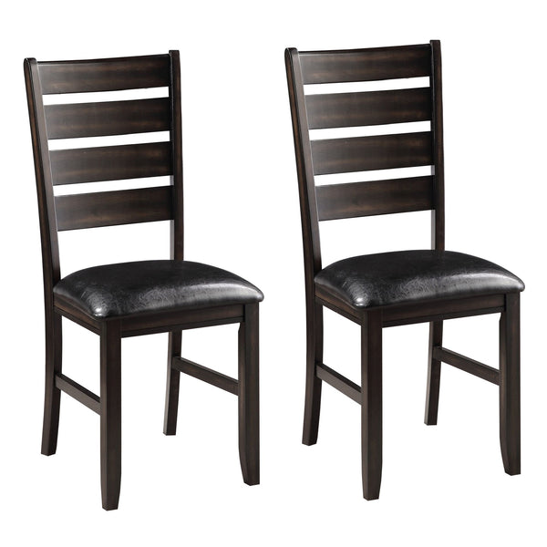 English Elm Black Ladder Back Side Chairs Set of 2 – Black Faux Leather Upholstery, Espresso Wood Legs, Modern Elegance for Dining Rooms B062P182738