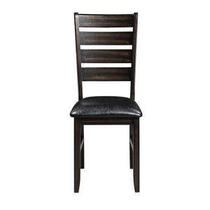 English Elm Black Ladder Back Side Chairs Set of 2 – Black Faux Leather Upholstery, Espresso Wood Legs, Modern Elegance for Dining Rooms B062P182738