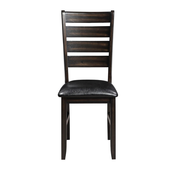 English Elm Black Ladder Back Side Chairs Set of 2 – Black Faux Leather Upholstery, Espresso Wood Legs, Modern Elegance for Dining Rooms B062P182738