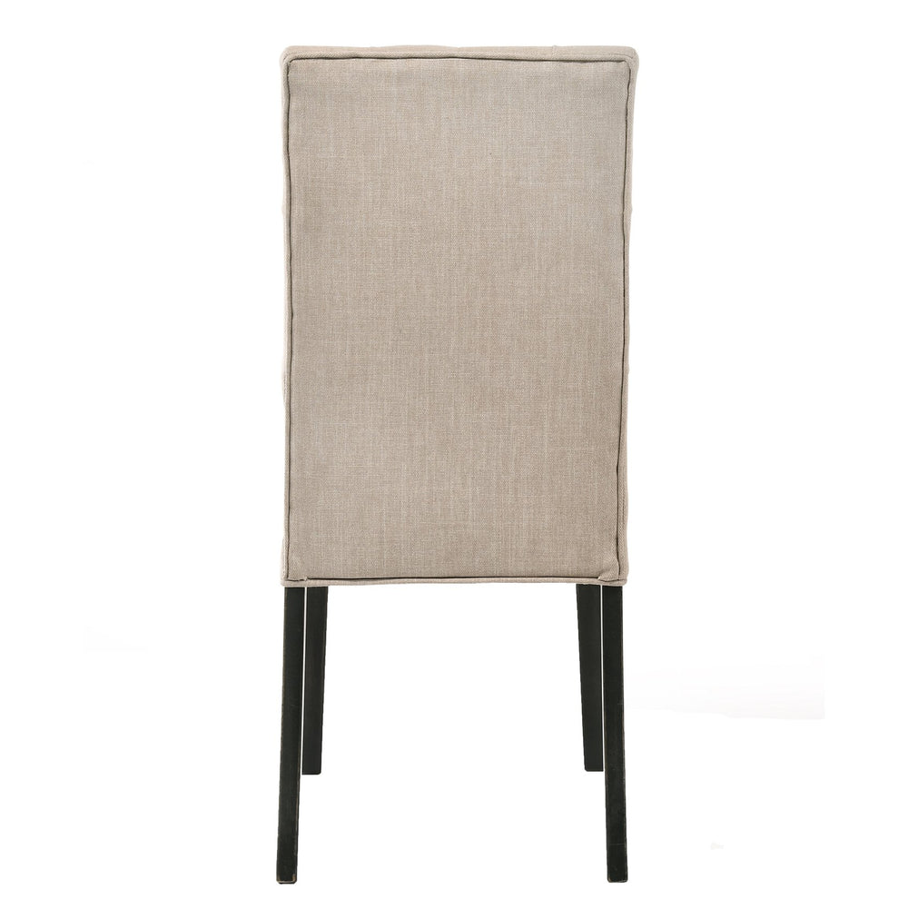 English Elm Tan Tufted Parson Chairs Set of 2 – Vintage Black Legs, Button-Tufted Linen Seats, Elegant Dining Accent B062P182740