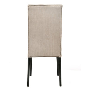 English Elm Tan Tufted Parson Chairs Set of 2 – Vintage Black Legs, Button-Tufted Linen Seats, Elegant Dining Accent B062P182740