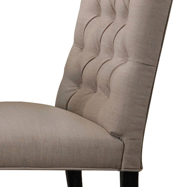 English Elm Tan Tufted Parson Chairs Set of 2 – Vintage Black Legs, Button-Tufted Linen Seats, Elegant Dining Accent B062P182740