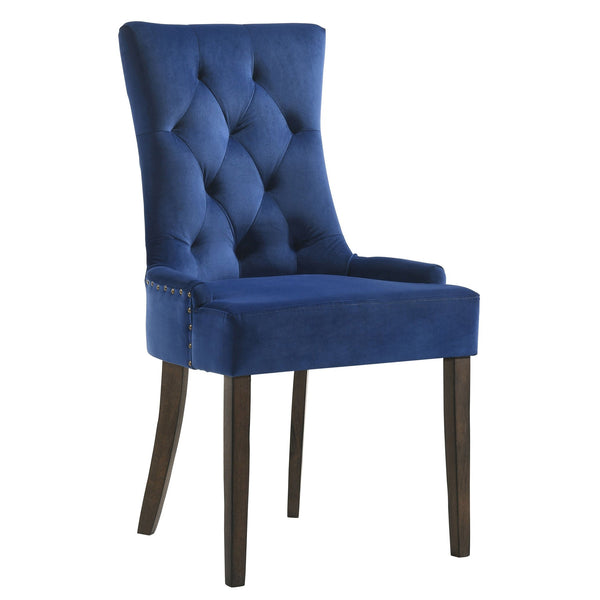 English Elm Blue Tufted Velvet Side Chairs Set of 2 – Weathered Oak Legs, Nailhead Trim, Plush Upholstery for Elegant Comfort (98) B062P182745