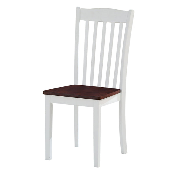 English Elm White White and Walnut Slat Back Side Chairs Set of 2 – Farmhouse Rustic Wood Dining Chairs with Sturdy Legs and Classic Comfort B062P182742
