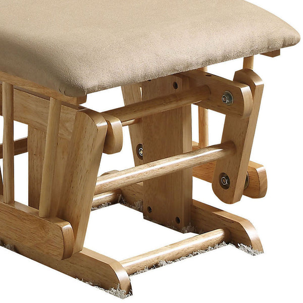 English Elm Taupe Plush Microfiber Glider Chair & Ottoman Set with Natural Oak Frame — Plush Comfort, Stylish Relaxation B062P184597