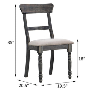 English Elm Light Brown Weathered Grey Side Chairs Set of 2 - Black Faux Leather, Ladder Back, Sturdy Wood Legs, Modern Dining B062P182739