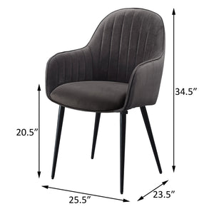 English Elm Dark Grey Tufted Back Dining Chairs Set of 2 — Modern Dark Grey Upholstered Side Chairs with Metal Legs, Sleek Durable Design B062P182736