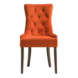 Orange Tufted Side Chairs - Set of 2 with Weathered Oak Legs