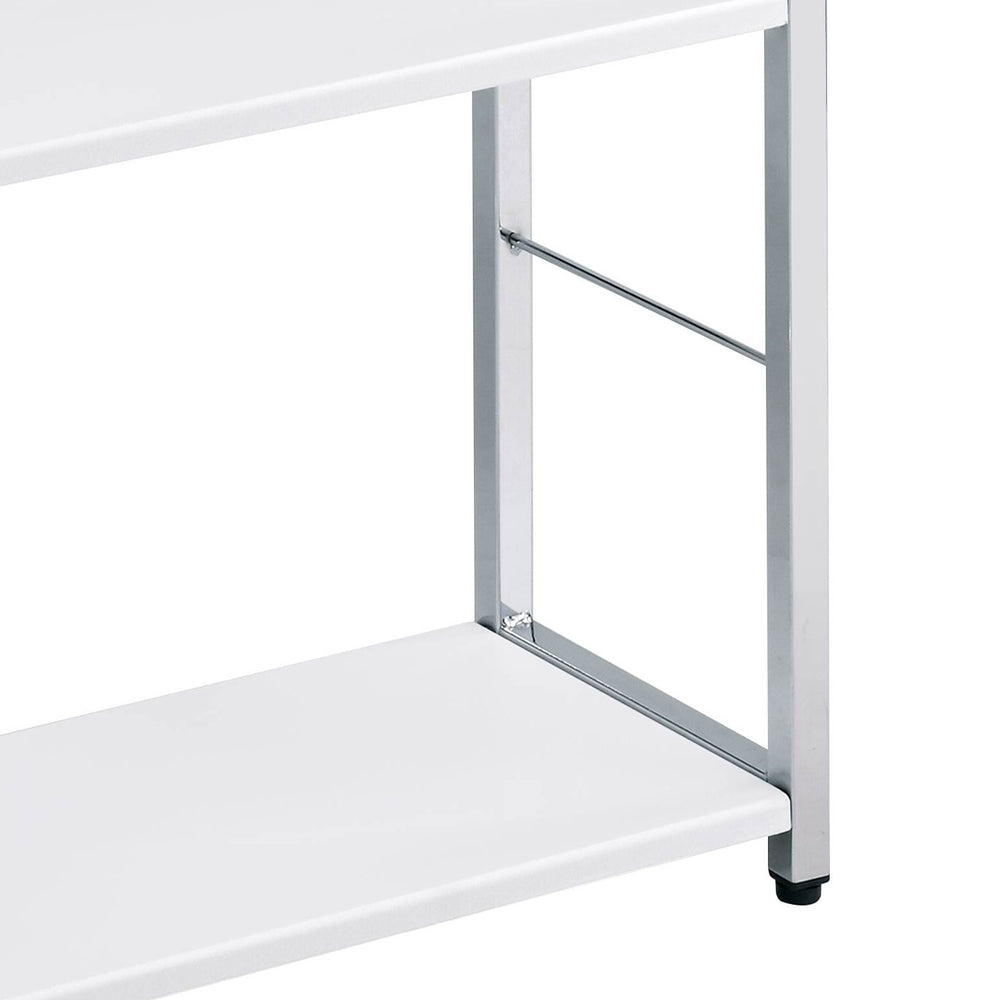 English Elm White White and Chrome 4-Tier Rectangular Bookshelf with X-Frame Chrome Accents, Modern Storage Solution B062P184591