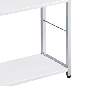 English Elm White White and Chrome 4-Tier Rectangular Bookshelf with X-Frame Chrome Accents, Modern Storage Solution B062P184591