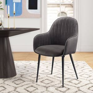 English Elm Dark Grey Tufted Back Dining Chairs Set of 2 — Modern Dark Grey Upholstered Side Chairs with Metal Legs, Sleek Durable Design B062P182736