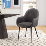 English Elm Dark Grey and Black Tufted Back Dining Chairs (Set Of 2)