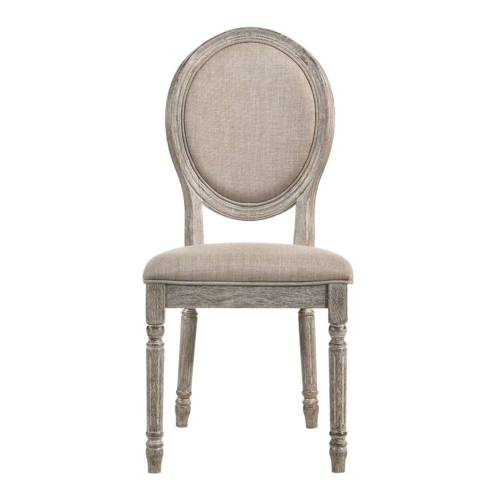 English Elm Tan Side Chairs Set Of 2 - Elegant French-Inspired Design With Rustic Light Oak Finish For Any Space B062P182748-GIGA