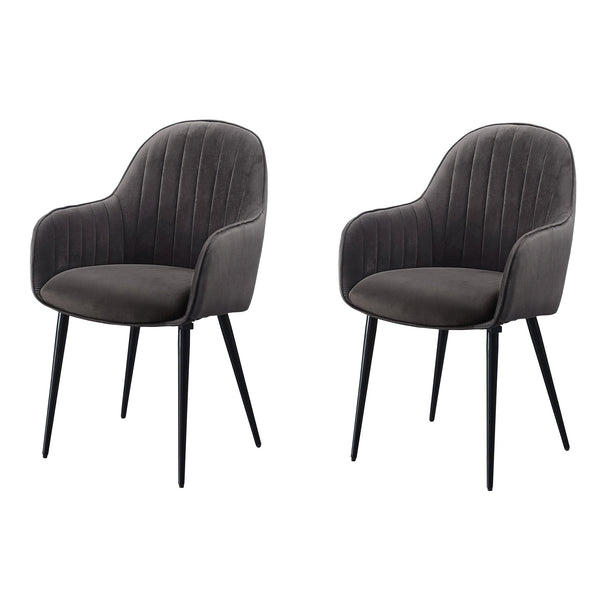English Elm Dark Grey Tufted Back Dining Chairs Set of 2 — Modern Dark Grey Upholstered Side Chairs with Metal Legs, Sleek Durable Design B062P182736