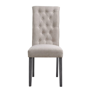 English Elm Beige and Grey Tufted Back Side Chairs (Set Of 2)