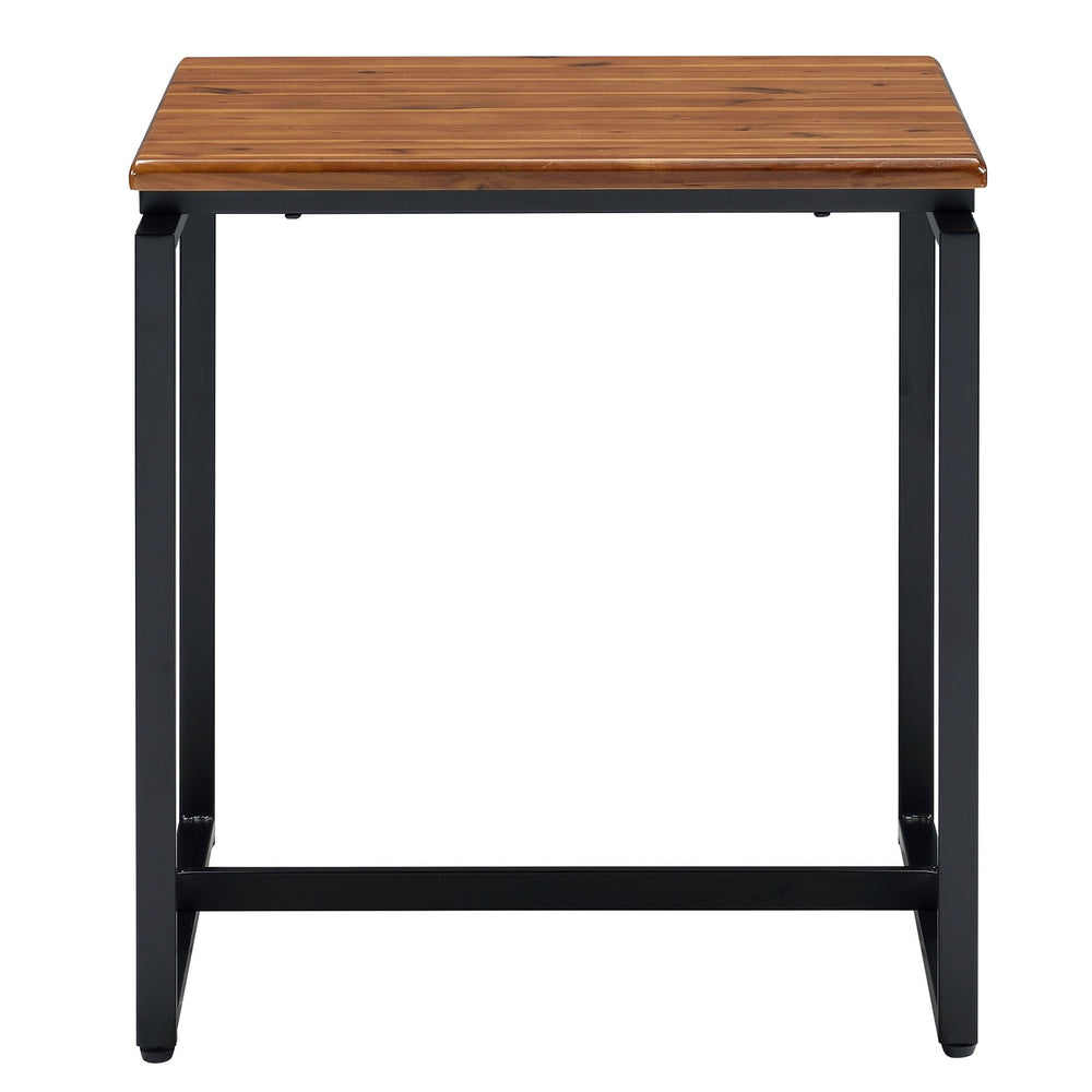English Elm Oak Industrial 3-Piece Occasional Table Set – Oak Tops, Black Metal Sled Bases, Modern Coffee & End Tables (47.5" Coffee) B062P184598